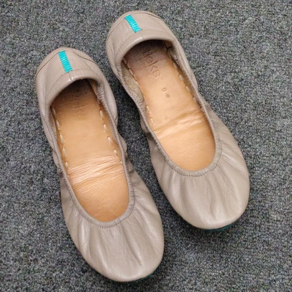 Tieks Beige Leather Foldable Leather Flats